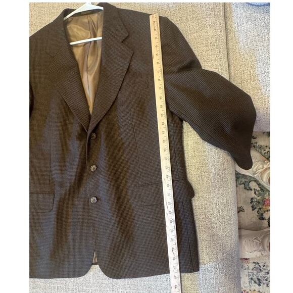 Oscar De La Renta Men's 100% Wool Blazer Sports Coat Brown Houndstooth Sz 46R - Picture 6 of 16